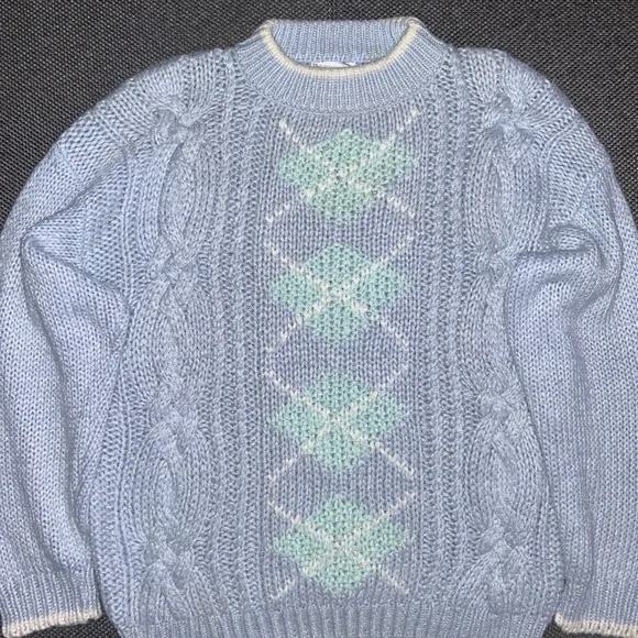 80s Jamie Scott Blue Cable Hand Knit Sweater Medium - Picture 2 of 4